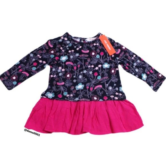 NWT Joe Fresh Blue/Pink Peplum Floral Print Dress - Picture 2 of 6